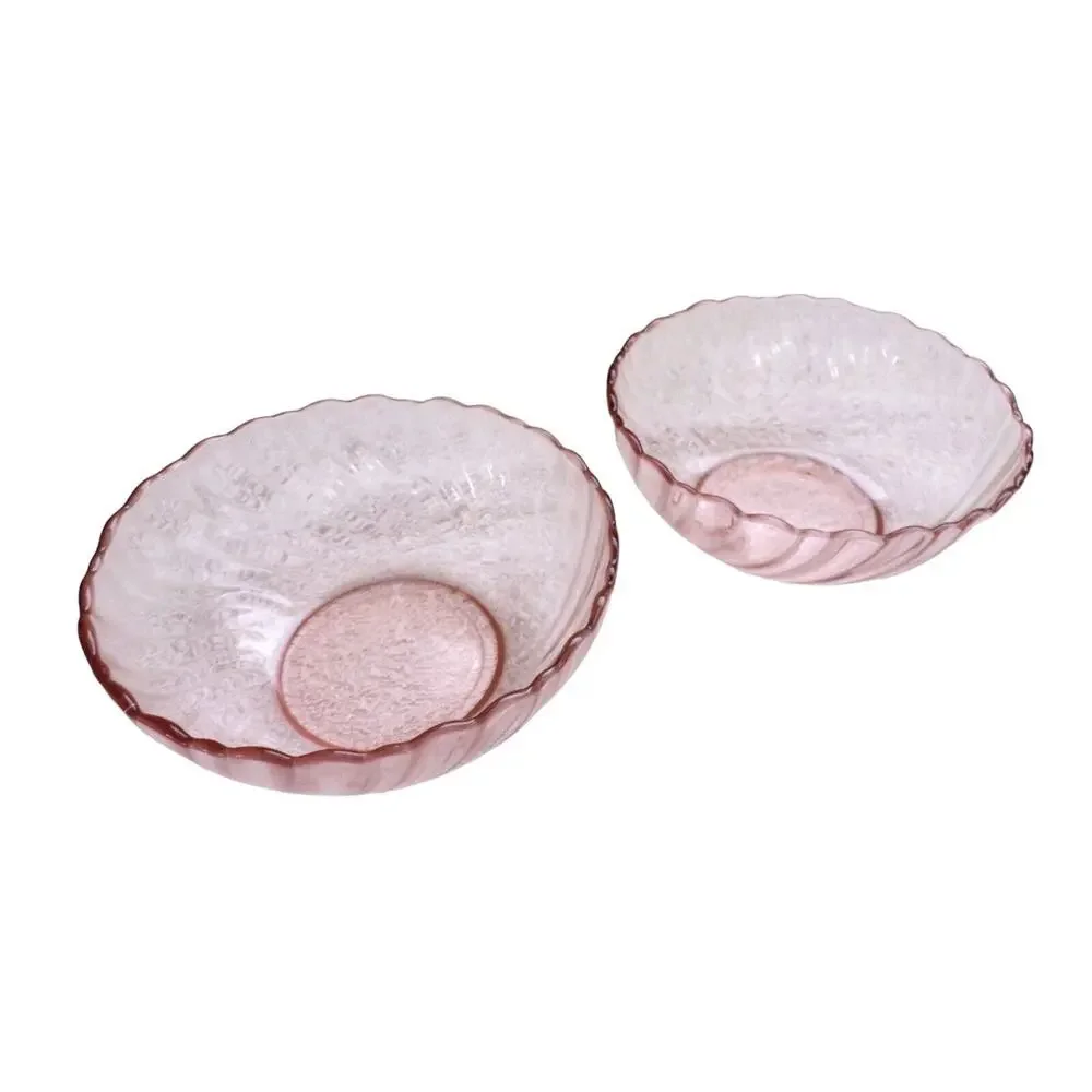 Vintage Arcoroc France Pink Rosaline Swirl Small Bowls Set Of 2 Glass Bowls - Picture 2 of 3